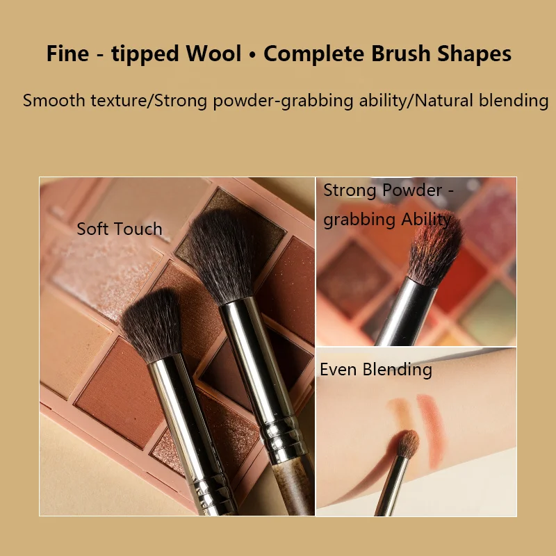 6 ชิ้น Super Soft Goat Hair Eye ชุดแปรงแต่งหน้า, ด้ามไม้ Precision แปรงอายแชโดว์สําหรับผู้เริ่มต้นเครื่องมือเครื่องสําอางแบบพกพา