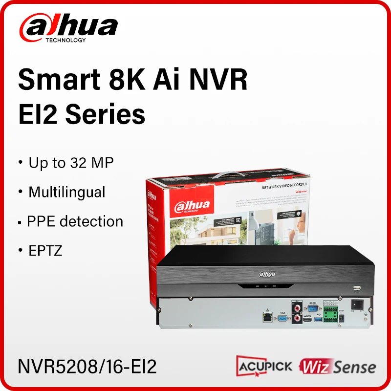 

Оригинальный сетевой видеорегистратор Dahua 4K/8K Smart AI NVR5208/NVR5216-EI2 (международная версия) с поддержкой камер AcuPick, PPE Detection, EPTZ, ANPR, SMD