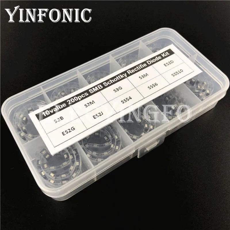 10 القيم * 20 قطعة DO-214AA S2B S2M S3G S3M ES2D ES2G ES2J SS54 SS56 SS510 SMB شوتكي تصحيح SMD ديود عدة لتقوم بها بنفسك صندوق متنوع