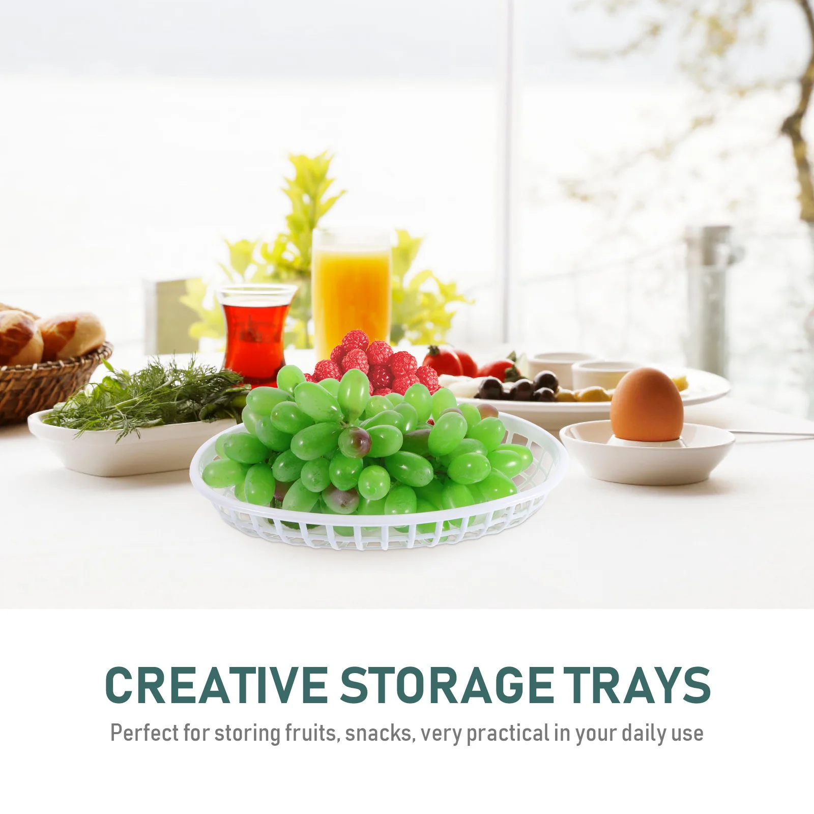 

4Pcs Storage Trays PP Material Food Containers for Bread Fruits French Fries Snacks Ideal Gift Friends Home Addition