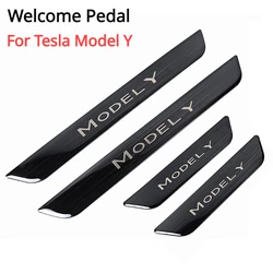 Pedale di benvenuto per Tesla Model Y anteriore porta posteriore telaio soglia copertura protettiva striscia adesiva accessori in acciaio inossidabile 17-23