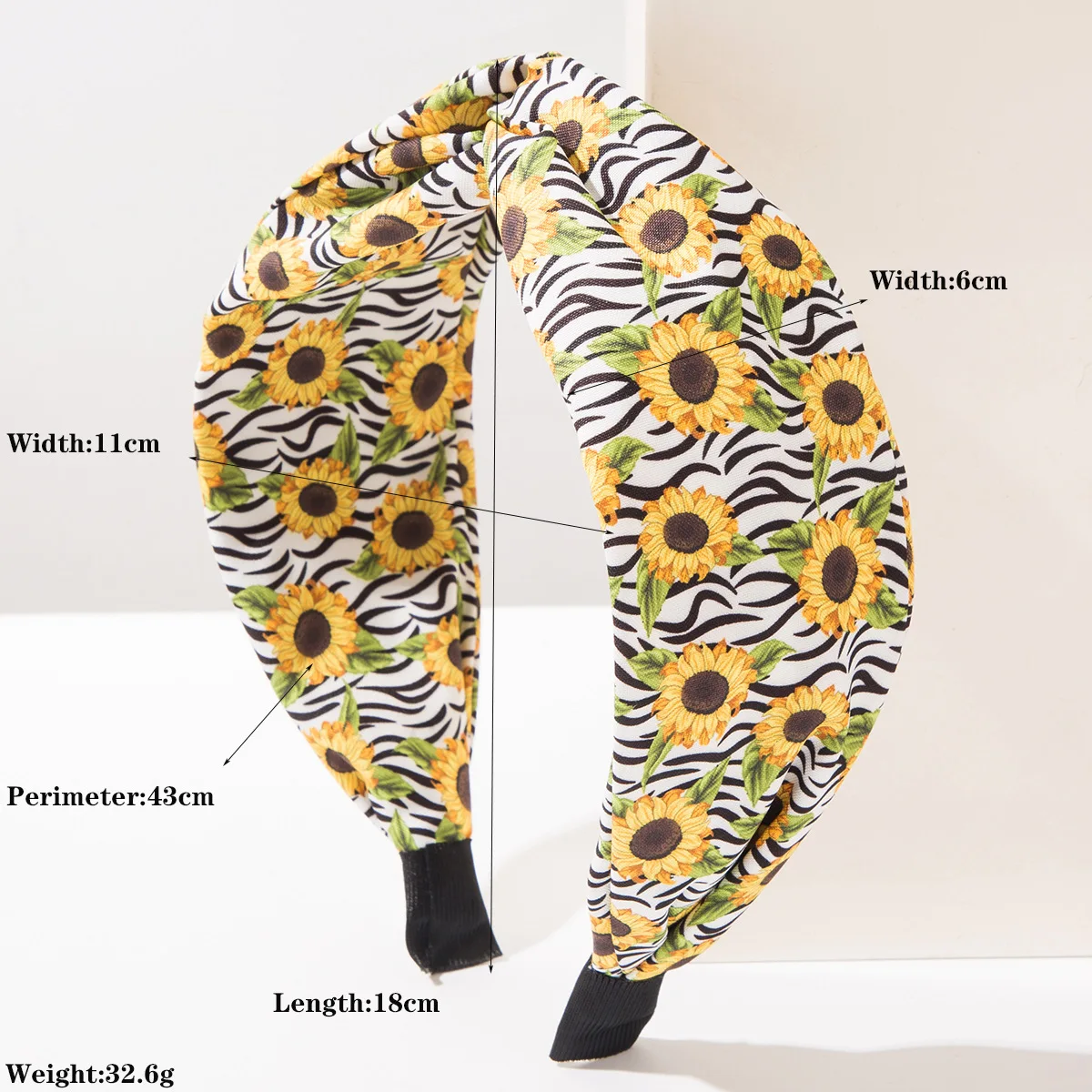 Bohemian Sunflower Pattern Knotted Headband Vibrant Summer Floral Fabric Hair Hoop Tropical Geo Mixed Print Hairband