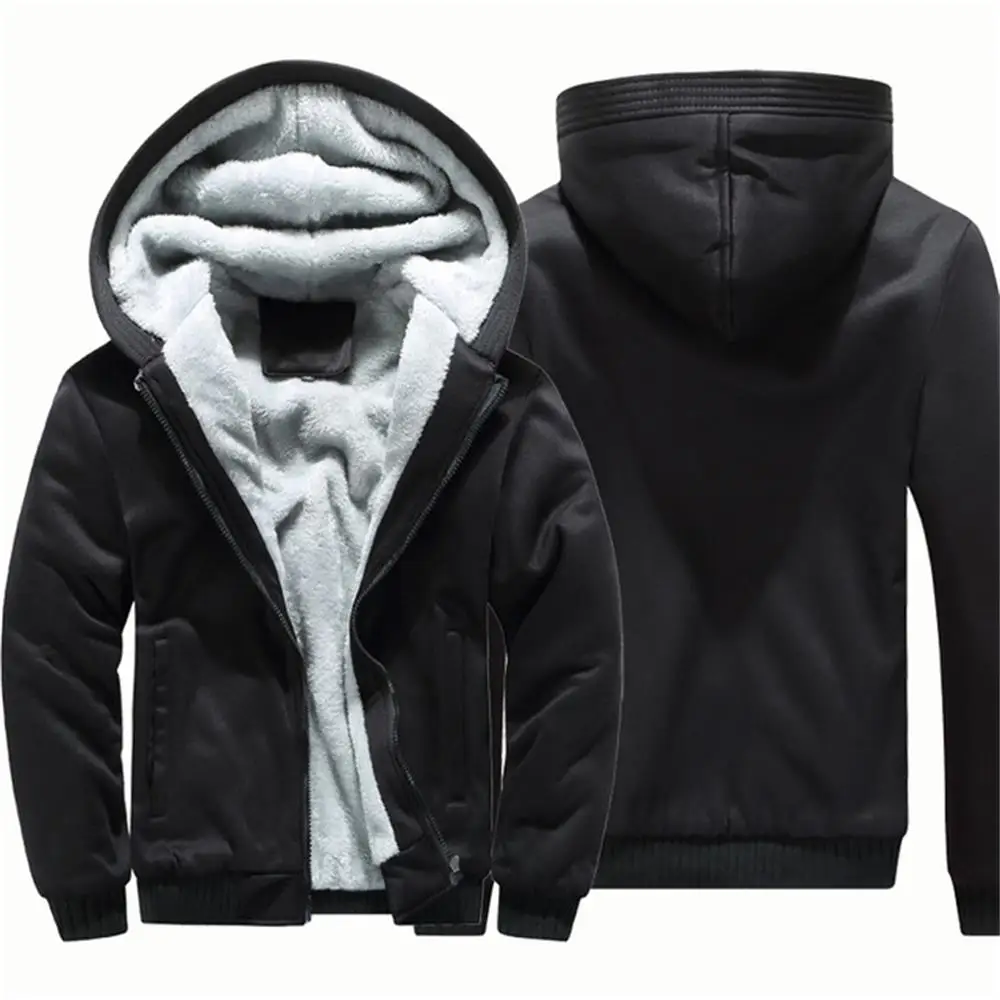 Männer Jacken verdicken warme Hoodies gefüttert volle Reiß verschluss Mäntel Fleece Sportswear Jacke Sweatshirt Wintermantel Herren Streetwear