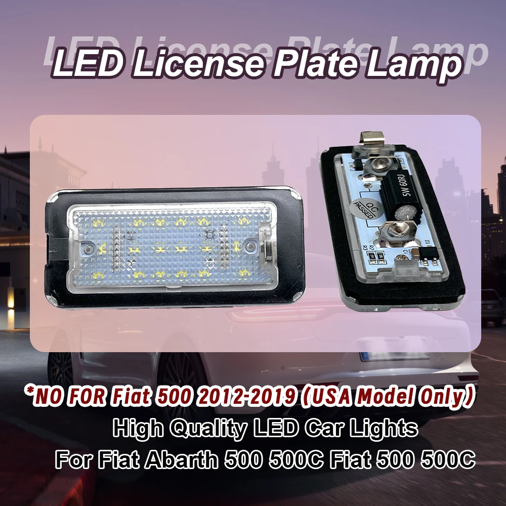 2Pieces Canbus White SMD LED Number License Plate Light For Fiat 500 500C Fiat Abarth 500 500C 2007 2008 2009 2010 2007-2016