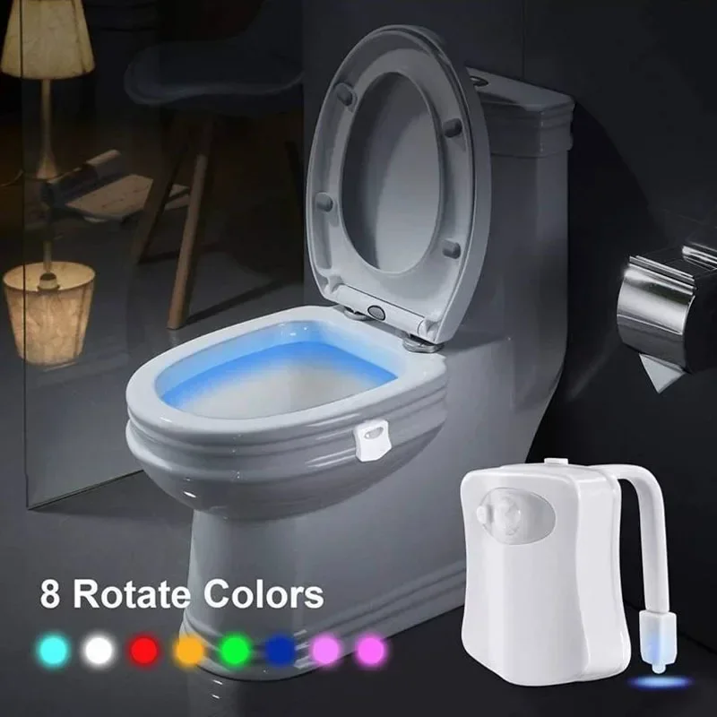 Toilet Night Light PIR Motion Sensor Toilet Lights LED Washroom Night Lamp 8 Colors Toilet Bowl Lighting For Bathroom Washroom