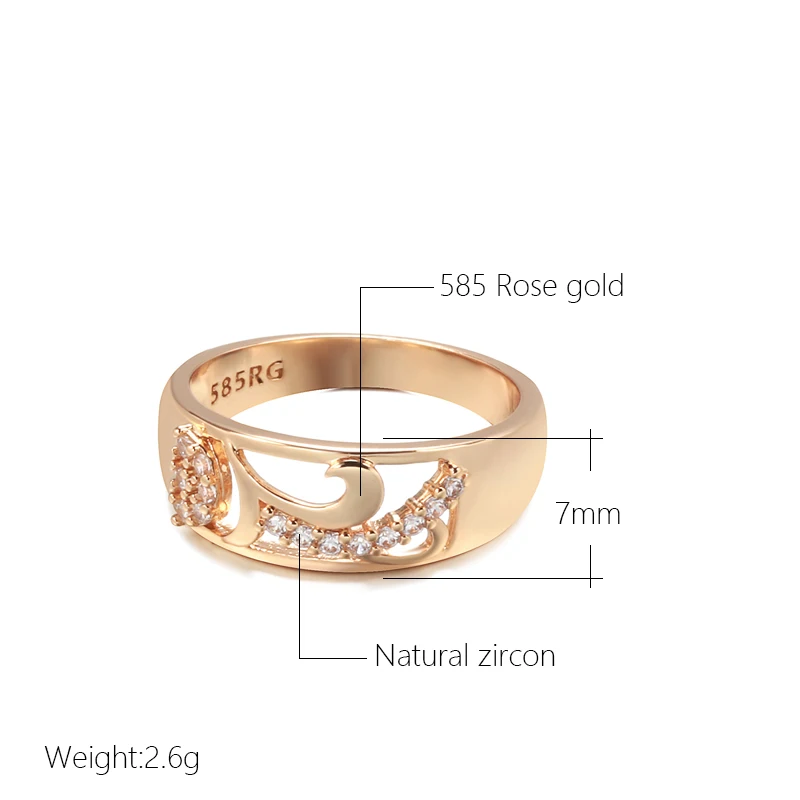 Hot Fashion Ethnic Bride Wedding Rings 585 Rose Gold With Natural Zircon Party Accessories Fine Vintage Jewelry 2022 New