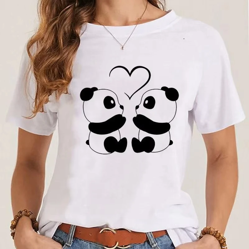

Y2K Fashion Clothes Ladies Panda Lovely Trend Cartoon Clothing Short Sleeve Graphic T Shirt Summer Tee Women Tops Ins