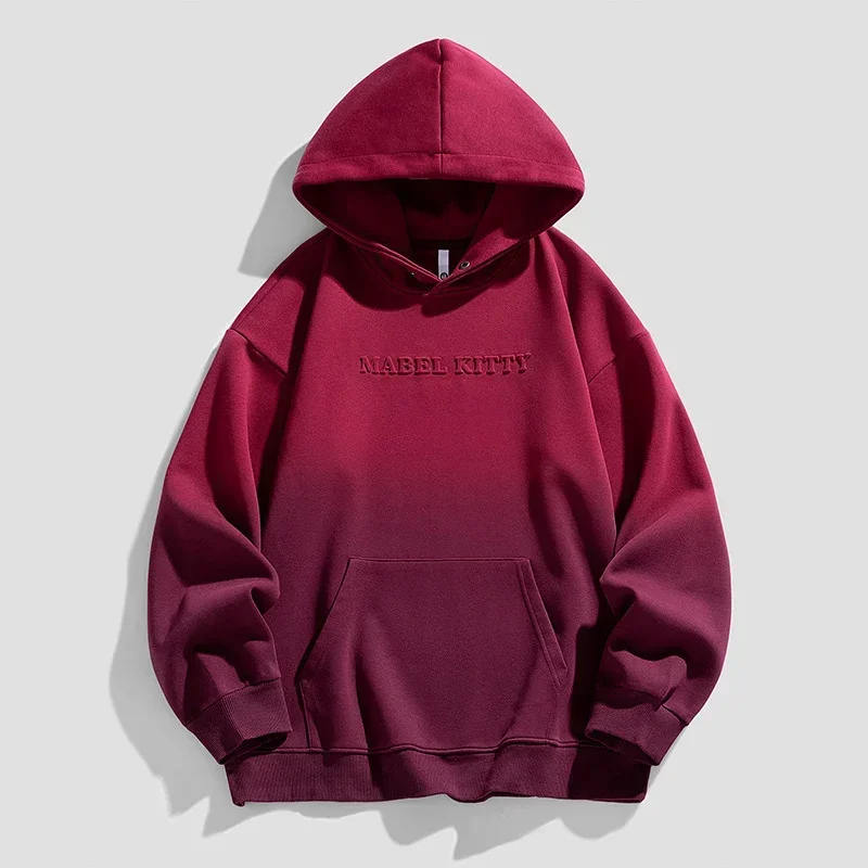 TFETTERS Brand Loose Hooded Sweatshirts Mne Autumn Winter New Fashion Sweatshirts for Couples Steel Seal Ombre Clothes Teenagers