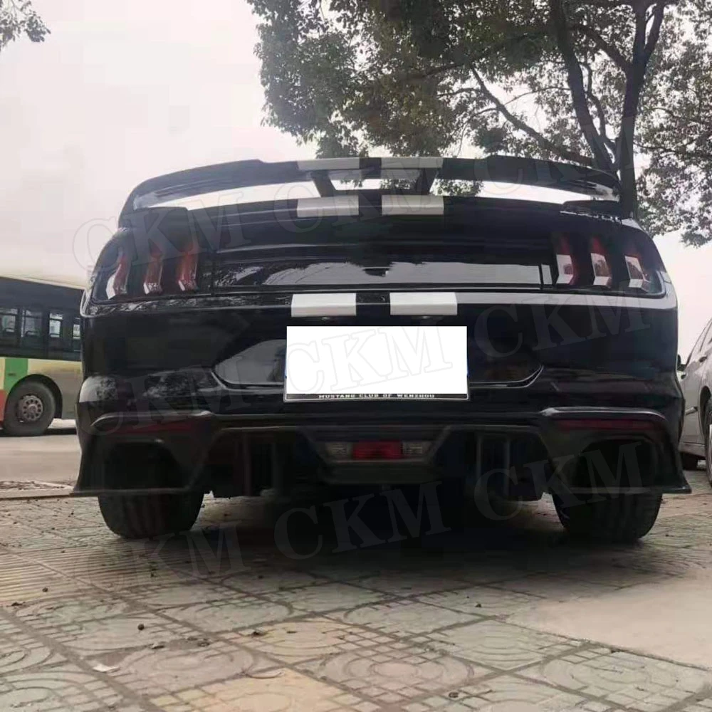 

CKMUUER for Ford Mustang 2015 2016 2017 2018 2019 Carbon Fiber Rear Bumper Lip Diffuser Spoiler 4 Outlet Diffuser