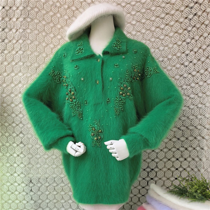 Embroidery Rabbit - Suéter de punto para mujer, ideal