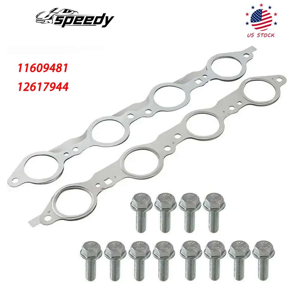 

03413B 11518860 11609481 12617944 LS MLS Manifold Header Gasket Pair with Bolts for LS1 4.8 5.3 5.7 6.0 6.2L 551696 12617944