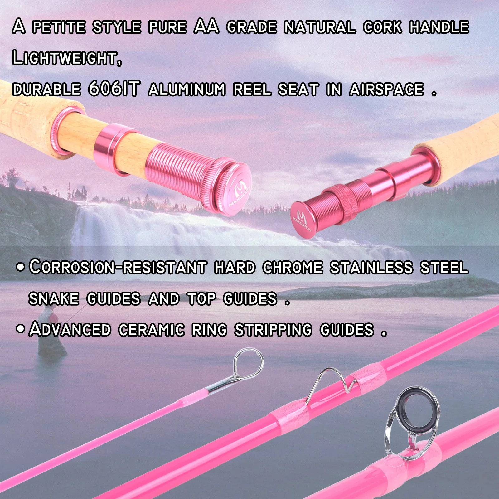 Imagem -04 - Maximumcatch-medium-fast Fly Fishing Rod com Tubo Extra Rígido para as Mulheres Rosa 2wt 5wt Rosa