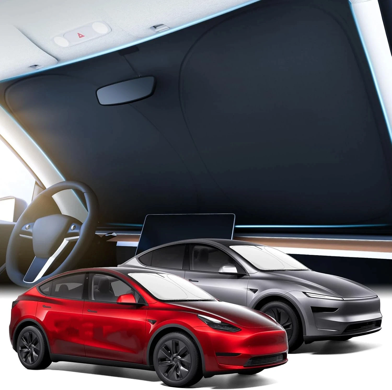 

Windshield Sunshade For Tesla Model Y 2025 Juniper Model 3 Highland Sun Blockage Foldable Heat Insulation Sunshade Storage Bag