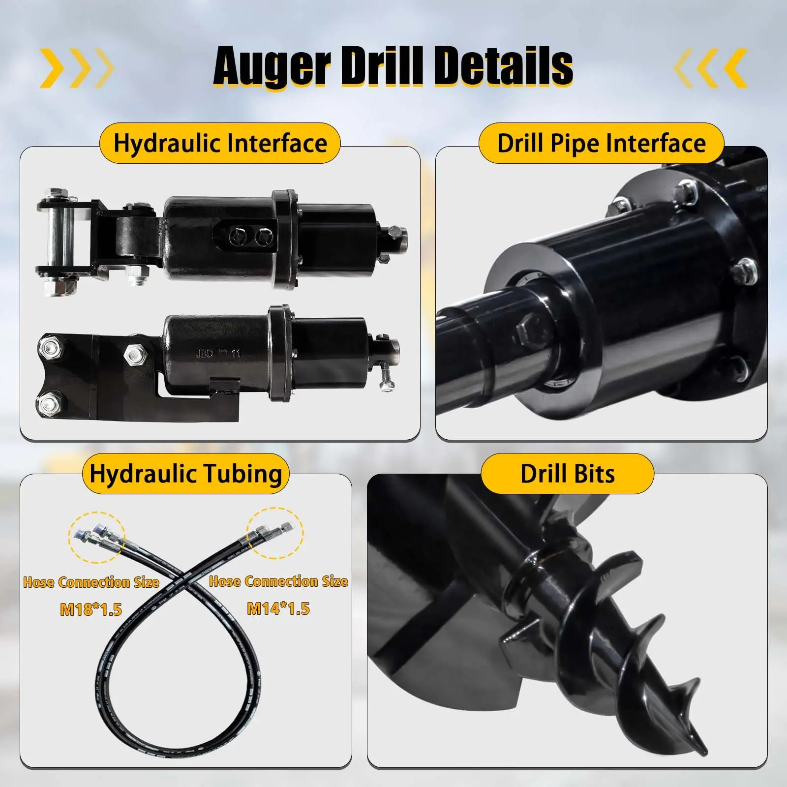 미니 굴삭기 소형 굴착기용 오거 드릴, 직경 200mm, 1 톤-1.5 톤