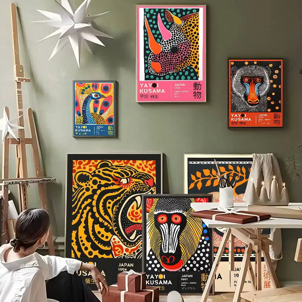 Pop Artist Yayoi K_Kusama Classic Movie Posters Vintage Room Bar Cafe Decor Stickers Wall Painting
