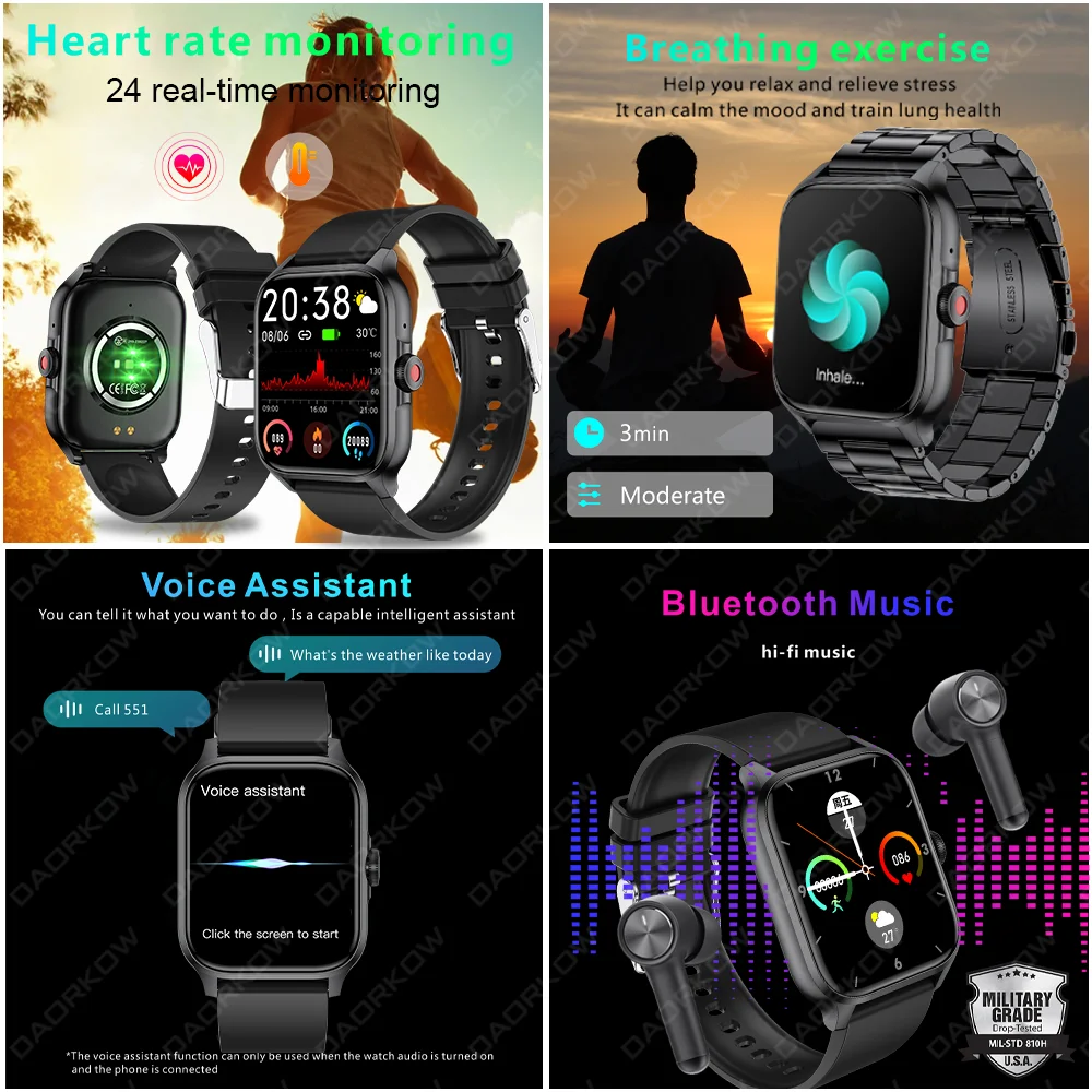 2024 Bluetooth Call Men Smart Watches Women Wrist Watch Fitness Watch Waterproof Smartwatch For Xiaomi Huawei Android iOS iPhone