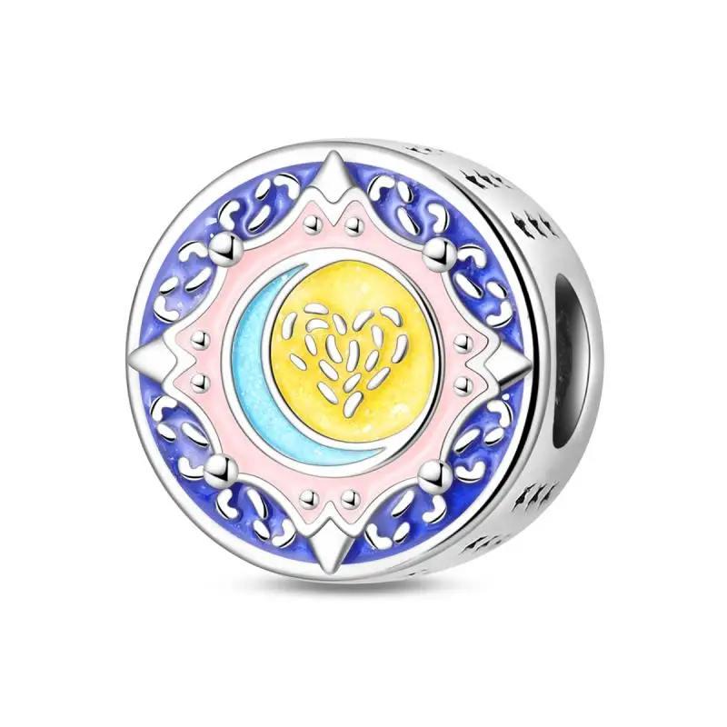 

925 Silver Sun Moon Lake Beads, suitable for personalized design of jewelry chains, as a gift women