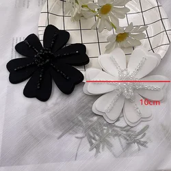 2PCS Handmade beaded crystal beads double layer five leaf flower fabric patch DIY clothing socks decorative accessories patch