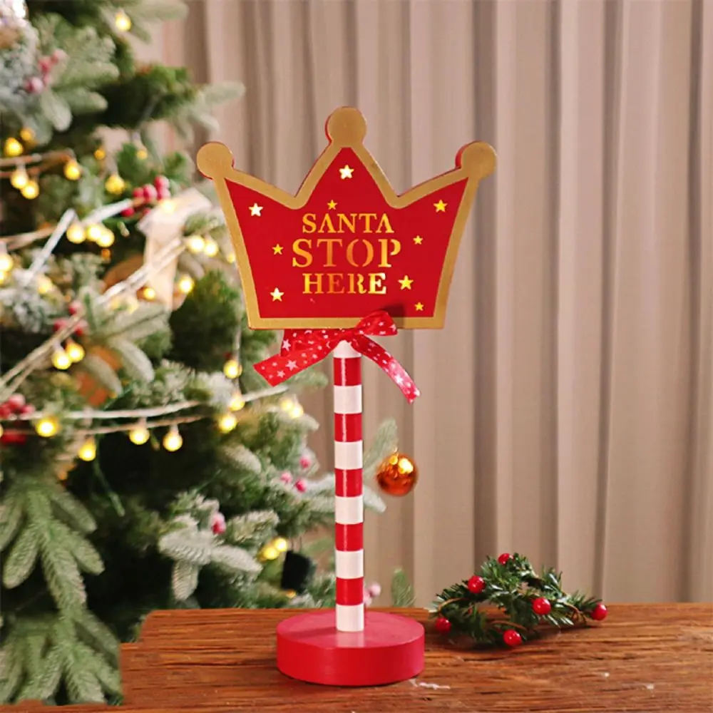 Stop Letter Christmas Road Sign Light Neon Desktop Christmas Wooden Night Lamp Atmosphere Light LED Xmas Ornament Light Wedding