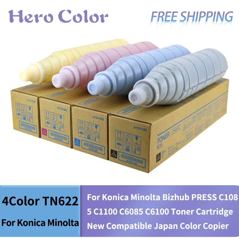 

4PCS TN622 For Konica Minolta Bizhub PRESS C1085 C1100 C6085 C6100 Toner Cartridge New Compatible Japan Color Copier