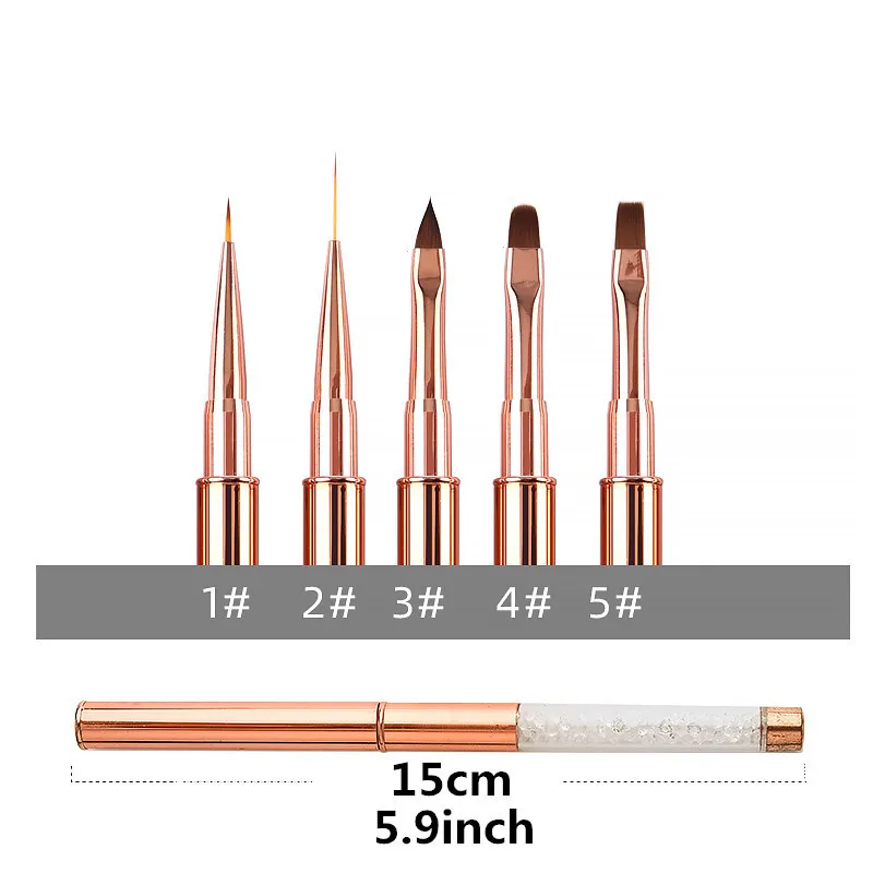 1/5 قطعة مسمار الفن جل الأشعة فوق البنفسجية من الأكريليك تمديد منشئ حجر الراين اللوحة فرشاة خطوط بطانة نمط قلم رسم مانيكير أداة #2