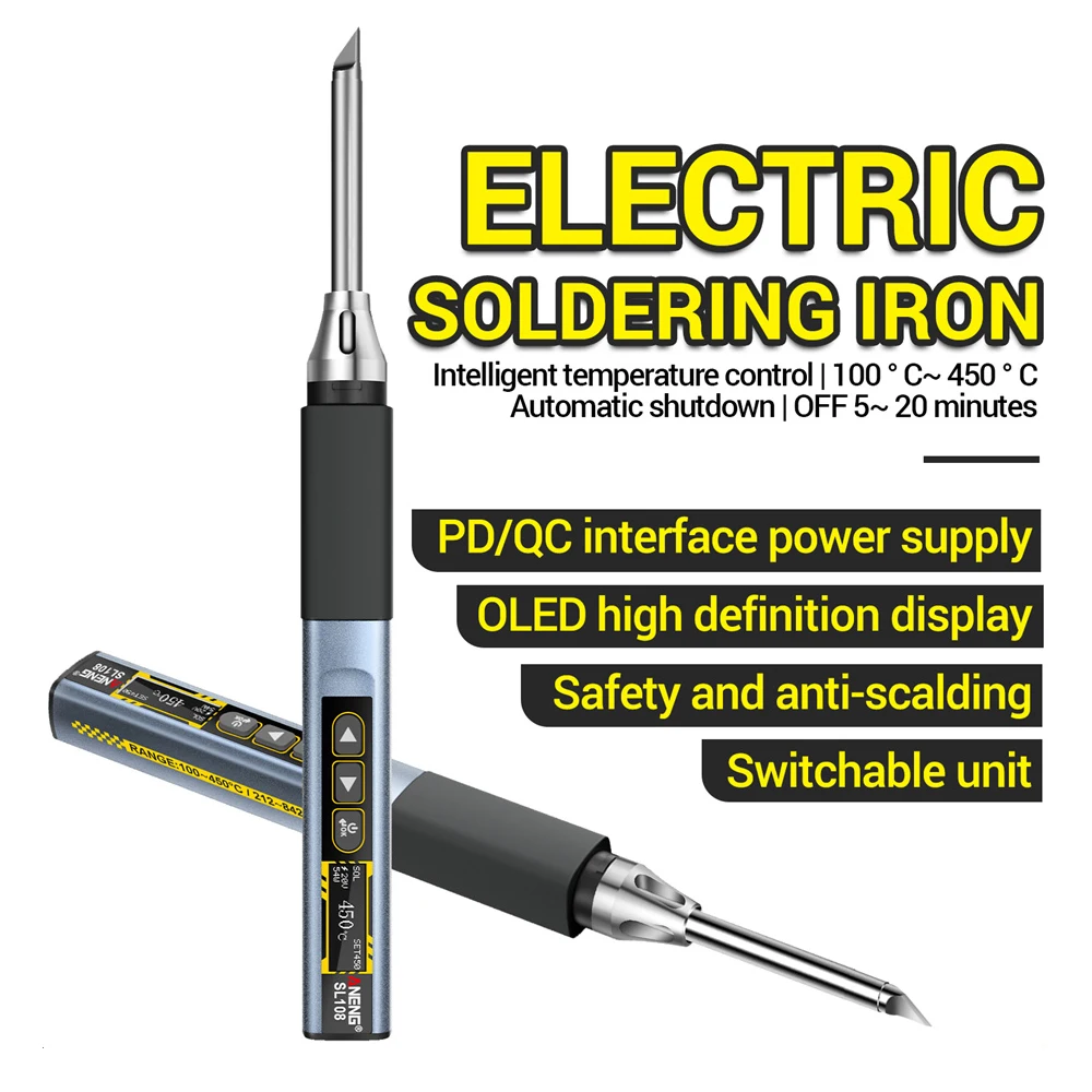 SL108 T12 Soldering Iron Portable 96w 100-450°C Adjustable Temperature Digital Solder Station T12 Tip Series Welding Tools Kit