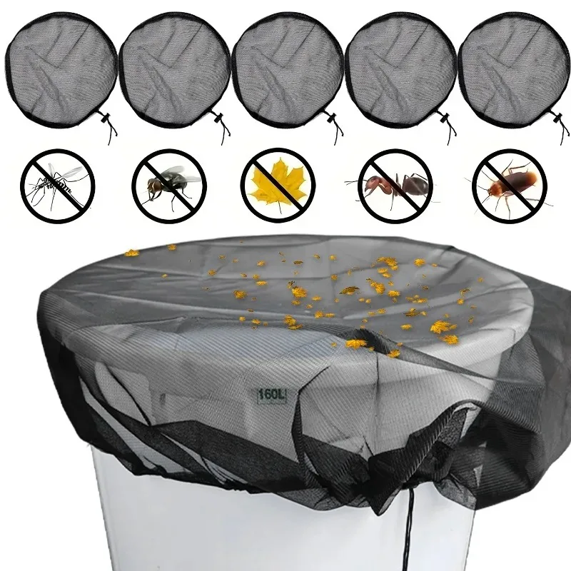 30/60/100CM Rain Barrel Netting Screen Adjustable Drawstring Mesh Cover Anti Insect Leaf Guard for Outdoor Garden Water Bucket