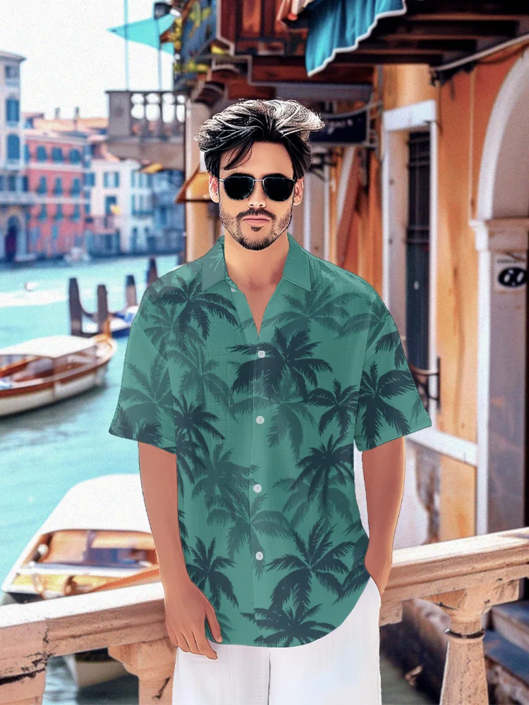 Summer Hawaiian Shirt Coconut Tree Tops Beach Fashion Men Shirt Retro Party Streetwear Luxury Shirts Short Sleeve Male Clothes