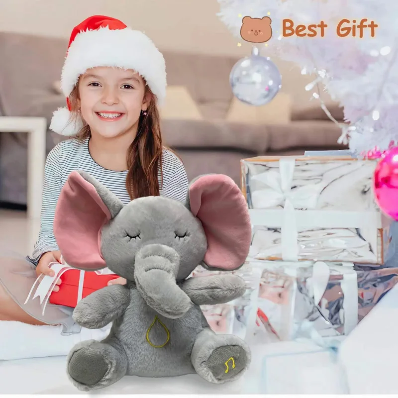 Hot selling Breathing Baby Soothing Elephant Plush Doll Toy Kids Music Sleeping Companion Sound Light Doll children Toys Gift