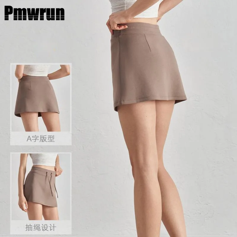

Pmwrun 2025 New Air Layer Sports Yoga Skirts Skirt Women's New Summer High Waist Hot Girl A- Line Skirt Slimming Casual Skirt