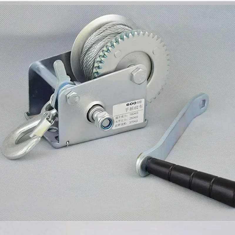 Upgrade 600 Lb-3000 Lb Wire Rope Lifting Winch Household Manual Hand Hoisting Winch Self-locking Traction Machine with Steel Wir