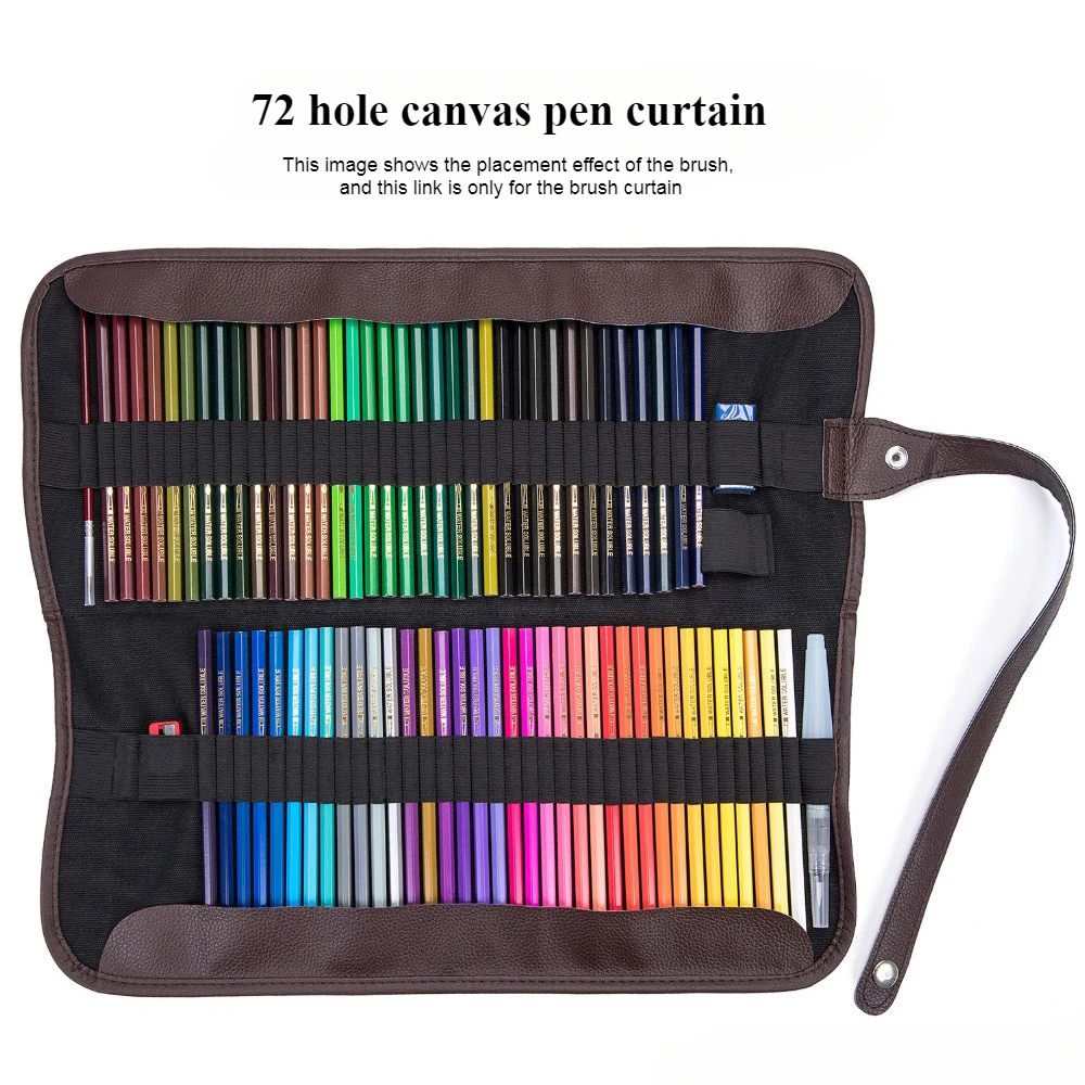 

72 Slot Travel Pencil Canvas Folding Roll-Up Black Pencil Holder Sketching for Colored Pencils for Artist Students No Pencils