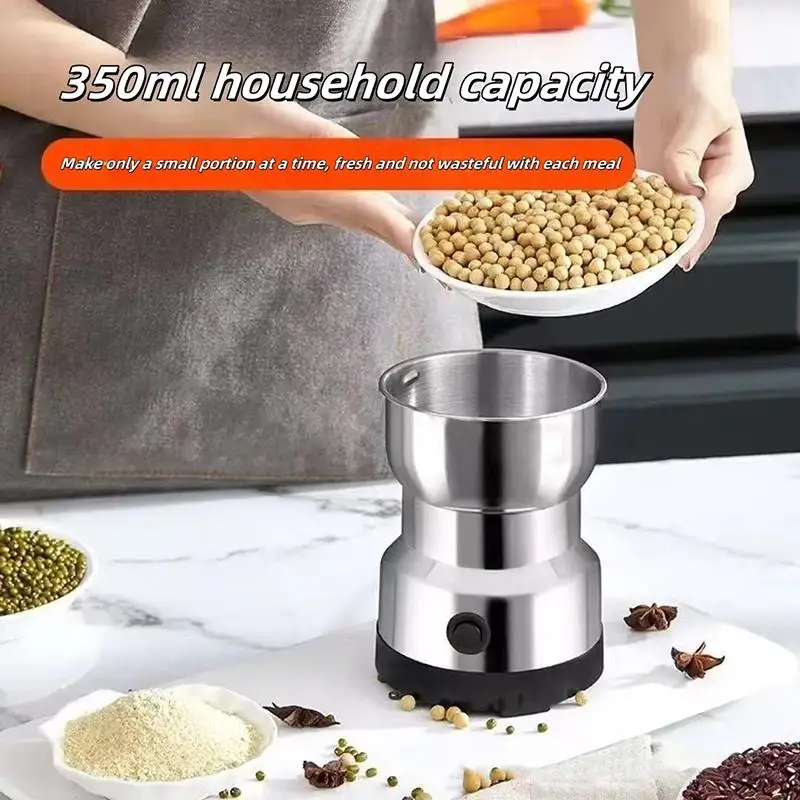 Stainless Steel Electric Coffee Grinder With Fast Grinding And One Touch Control Perfect For Home Kitchen Office Daily Use