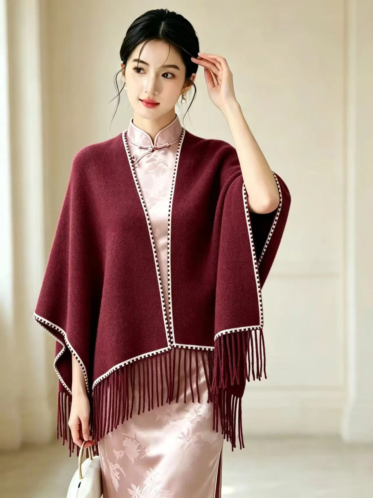 New wool inspired shawl cape for women in autumn and winter fashionable and versatile thickened cloak travel poncho