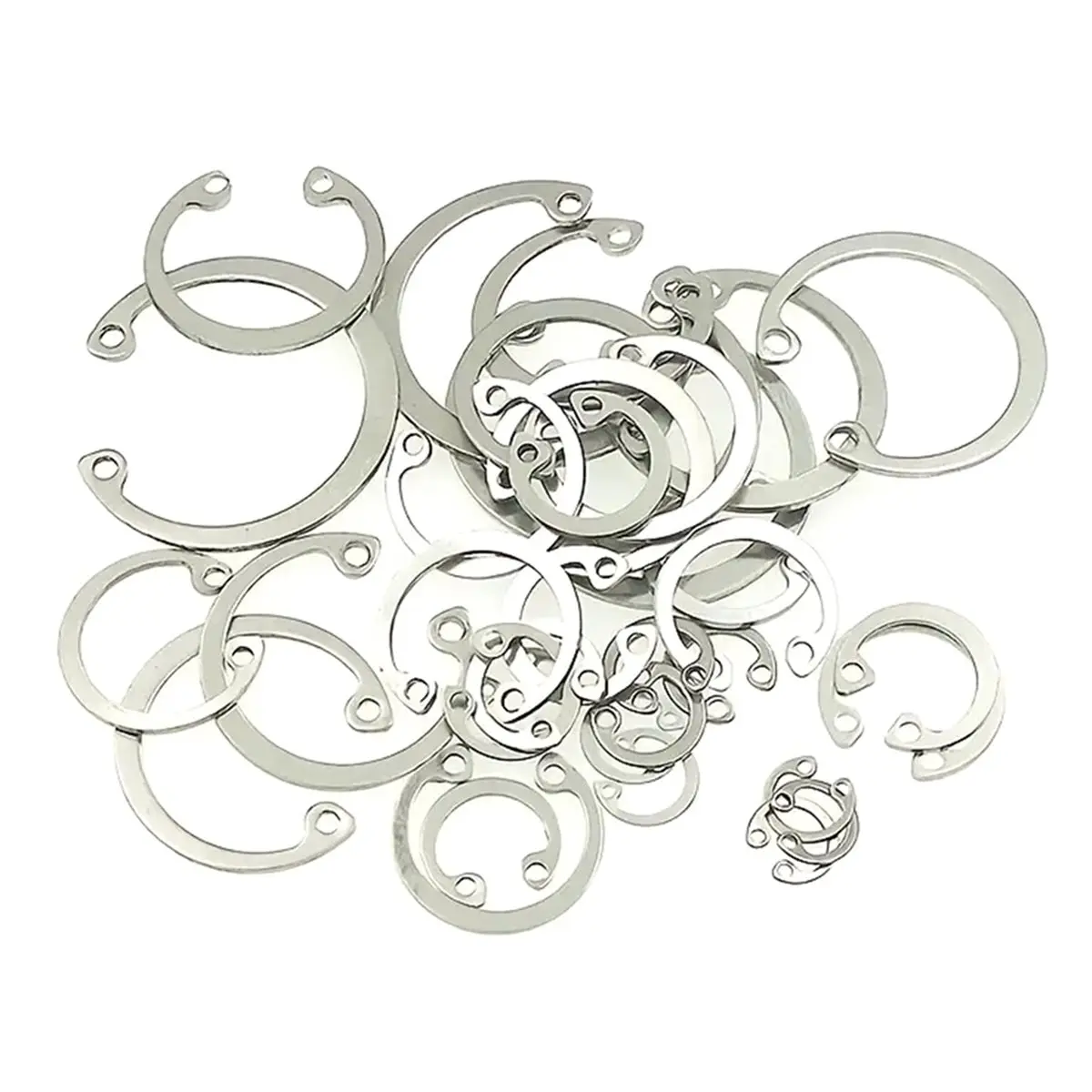 225pcs Stainless Steel Shaft Retaining Rings 15 Size , Shaft External Retaining Rings, Snap Rings, Bearing Snap Springs