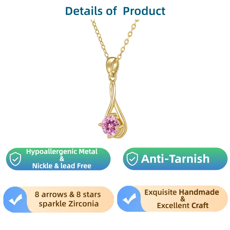 

LAMVOICE jewelry for women/ hypoallergenic necklace, Christmas gift for, 1 carat zirconia necklace, high quality jewelry