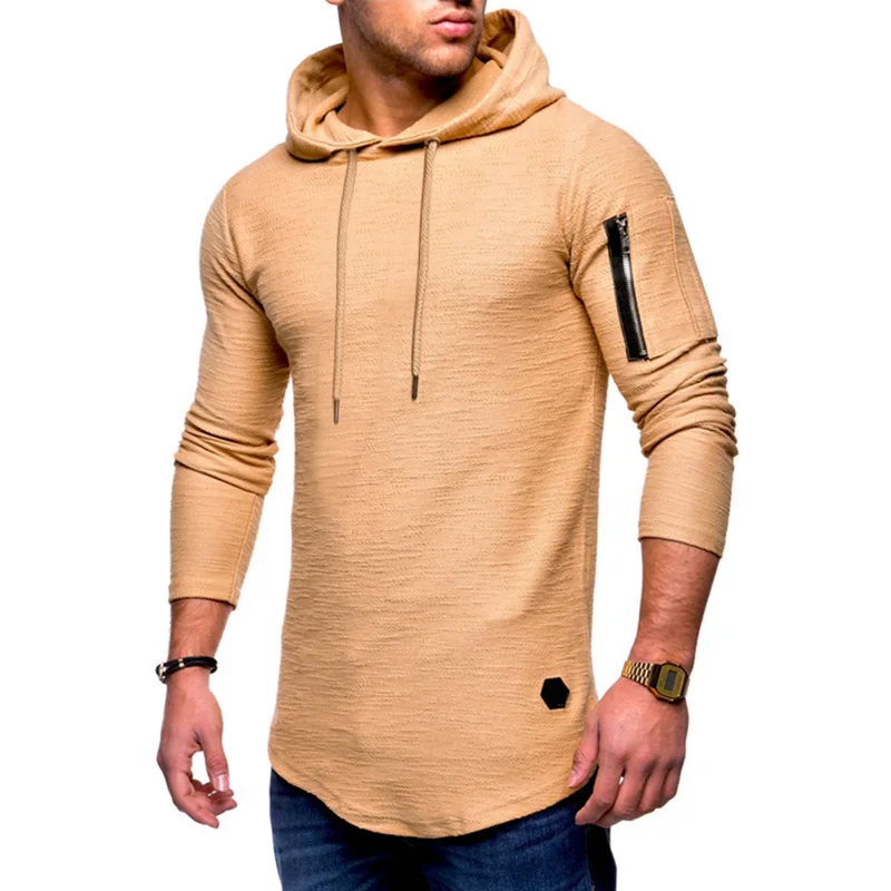 Men Slim Fit Round Neck Long Sleeve T Shirt Arm Zipper Detail Casual Basic Base Layer European American Style Daily Top