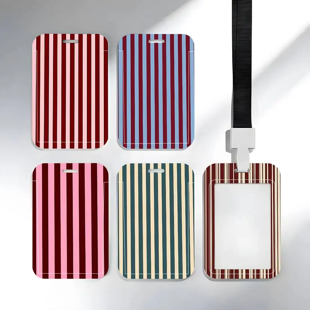 Striped Pattern Lanyard Card Holders Student ID Card Holders Neckband Card Holders Access Control Accessories Gifts