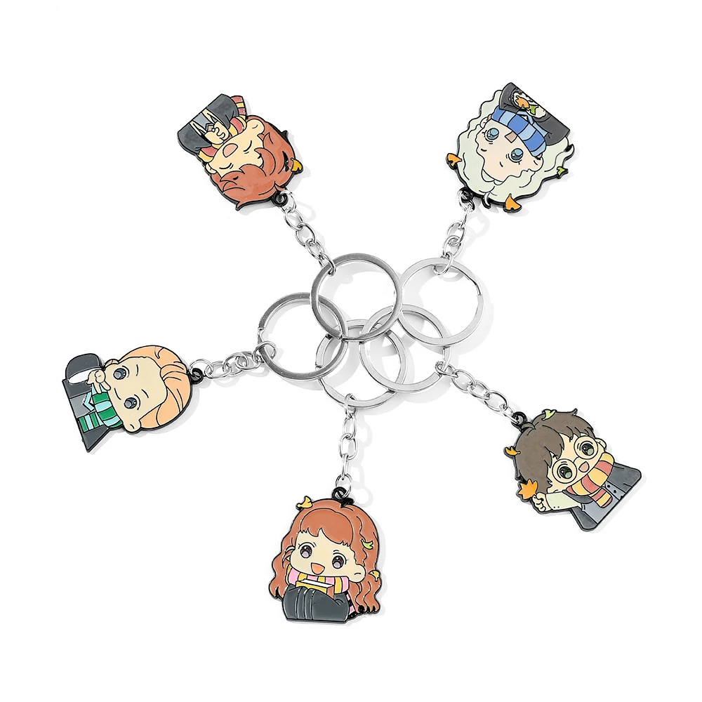 ファン、金属製のキーホルダー、カワイイファッションジュエリー、バッグペンダント、アクセサリー、かわいいギフト用の漫画のフィギュア付きハリーポッターキーホルダー