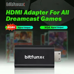 Bitfunx RGBS Converter VGA To HDMI Converter Adapter For Dreamcast Console Out 1080P Upsclaer HDTV Converter