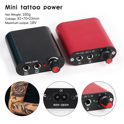 Imagen 2 del producto Mini fuente de alimentación para tatuaje con máquina de tatuaje, interruptor de Pedal, controlador de fuente de tatuaje LED con accesorios de enchufe para arte corporal