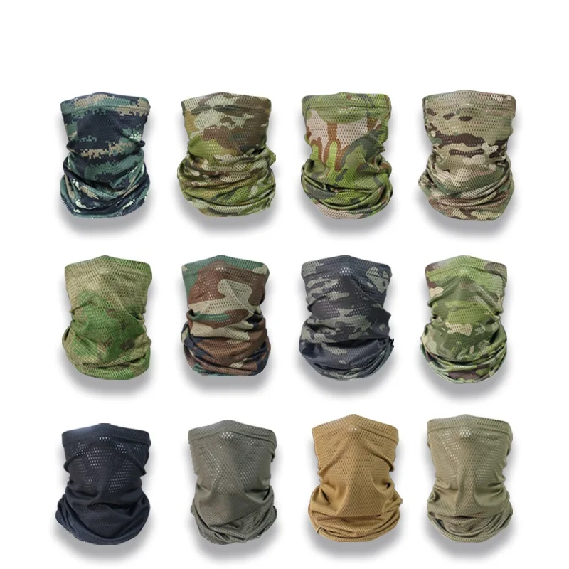 

Tactical Camouflage Neck Protector Men's Mesh Scarf, Summer Lightweight Outdoor Multifunctional Sun Protection Face Mask, Scarf