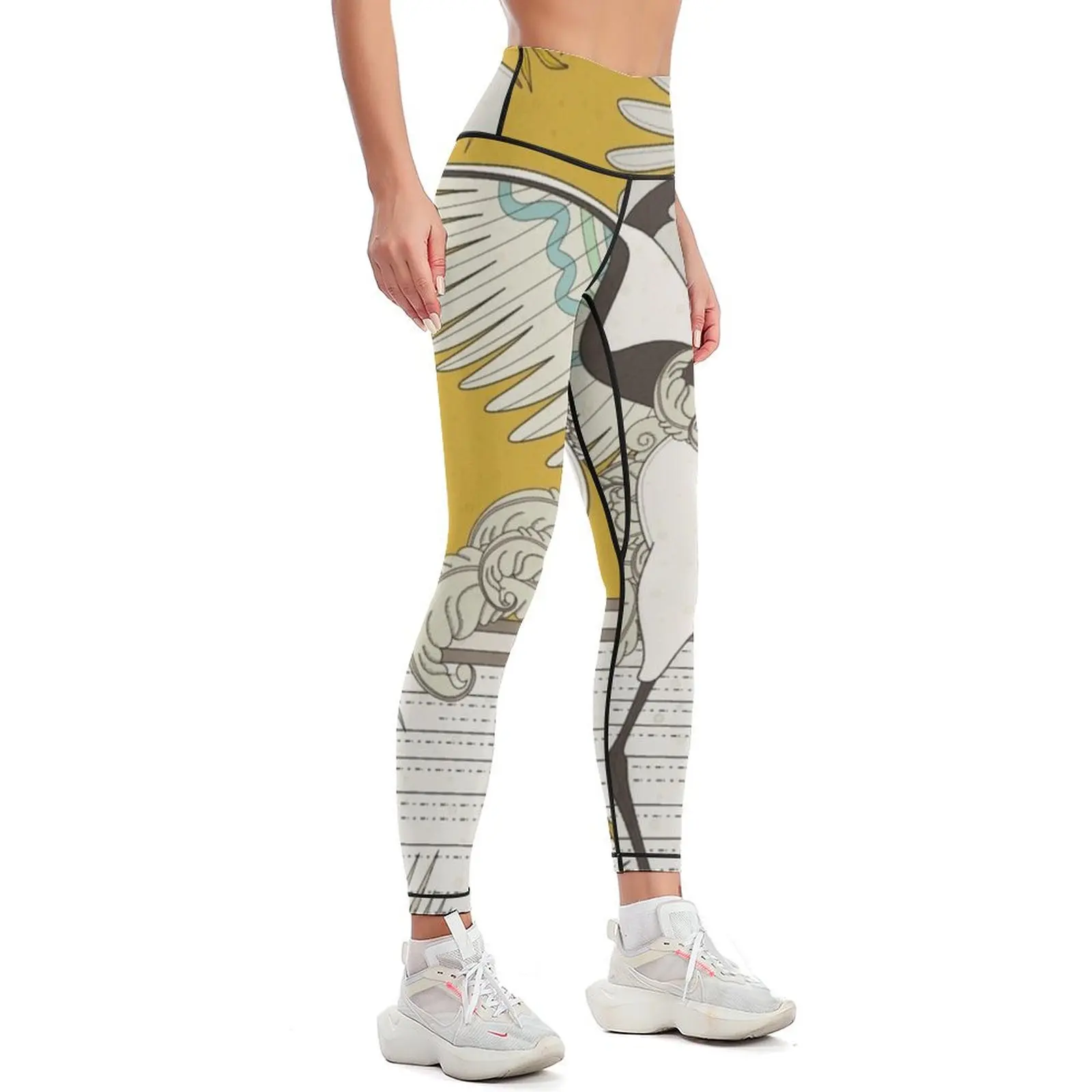 Dancing elegant crane Leggings Pants sport flared sport set Womens Leggings