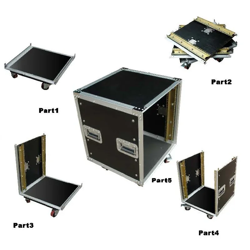 Czarny kolor 16U Rack Case z 4 kółkami/16u Amp Rack Case / Road Ready Flight Cases