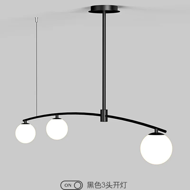 

Nordic glass chandelier minimalist LED post modern lighting restaurant long bar glass ball lighting indoor home long chandelier