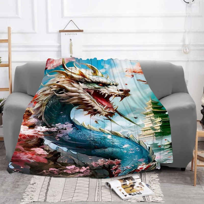 

Flannel Blanket Sofa Winter Chinese Dragon Bed Blankets & Throws Furry Throw Fluffy Soft Baby Fleece Beds Custom Nap Children's