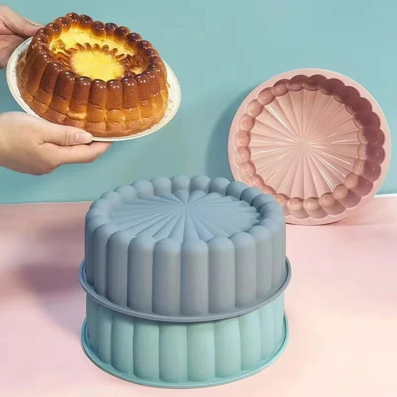 

8" Silicone Cake Mold, Nonstick Baking Pan, Reusable Round Tray for Mousse, Pastry, Dessert, Brownie, Tart, Pie