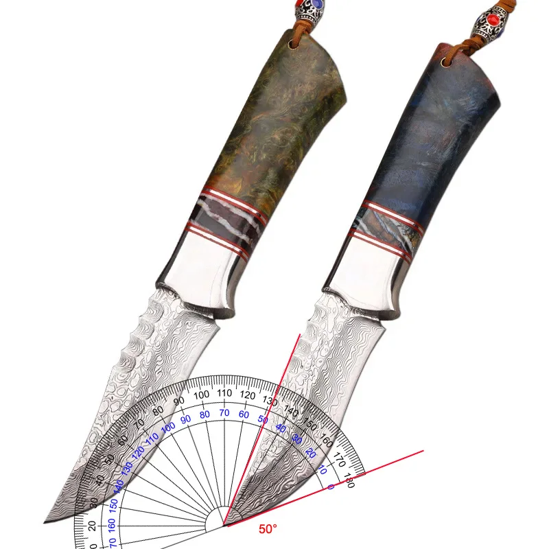 Dropship VG10 Damascus uitgeharde en stabiele handgreep Vast mes Outdoor Camping Survival EDC-gereedschap voor de jacht