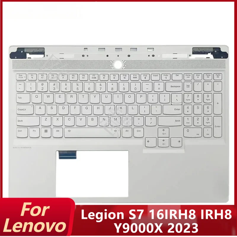 S New for Lenovo Legion S7 16IRH8 Y9000X IRH8 2023 Laptop Palmrest Upper Cover with RGB Backlit Keyboard White 5CB1L83635