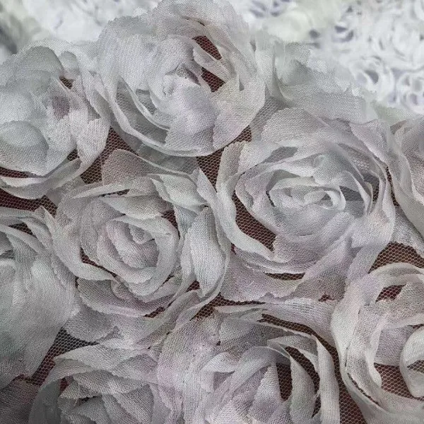 

NewHigh-endThree-dimensional Floating Flower Rose Hook Flower Embroidery Lace Fabric Handmade Wedding Dress Clothing Accessories